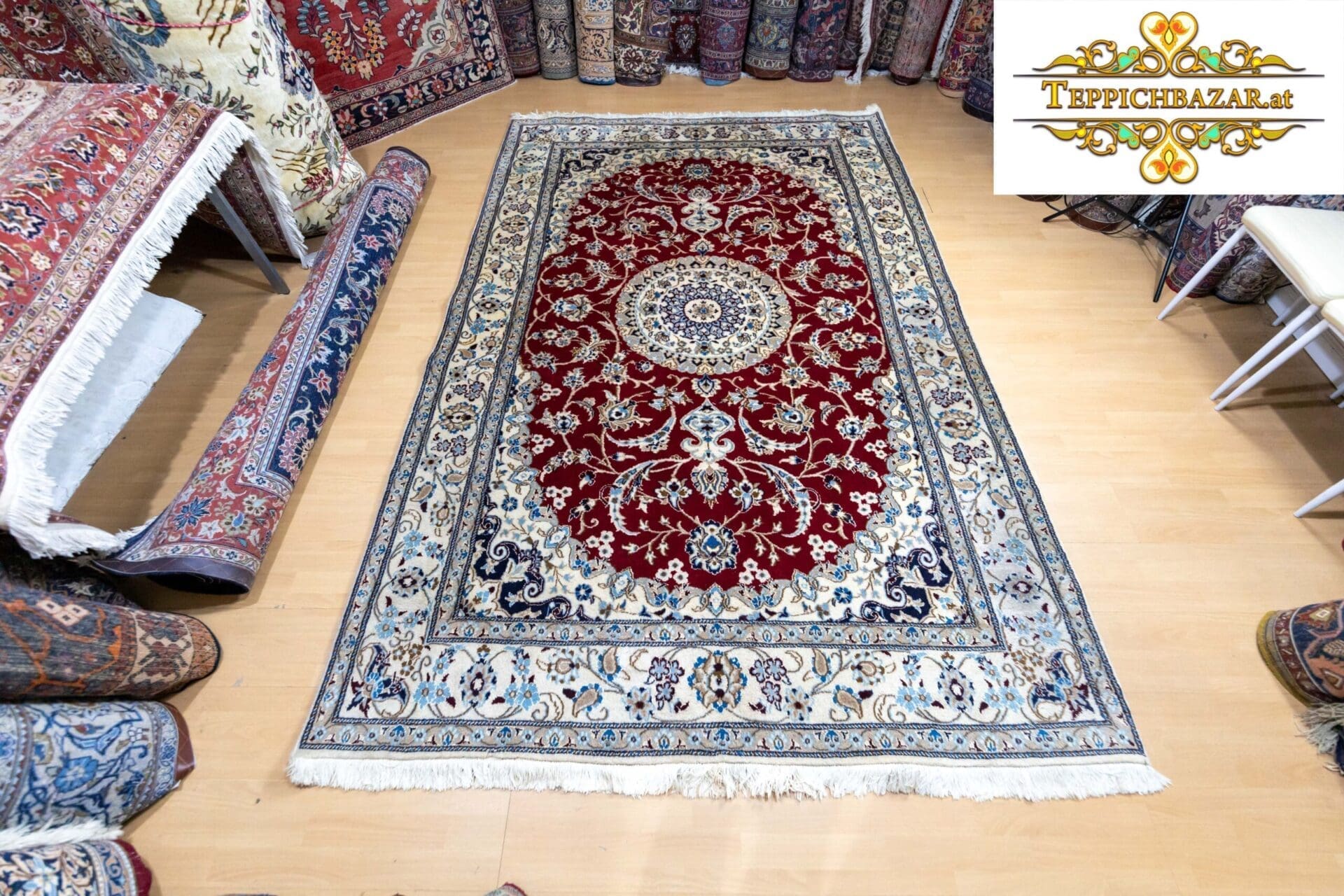 (Verkauft) W1(#290) ca. 300x200cm Handgeknüpfter Nain Teppich Perserteppich mit Seide 12la