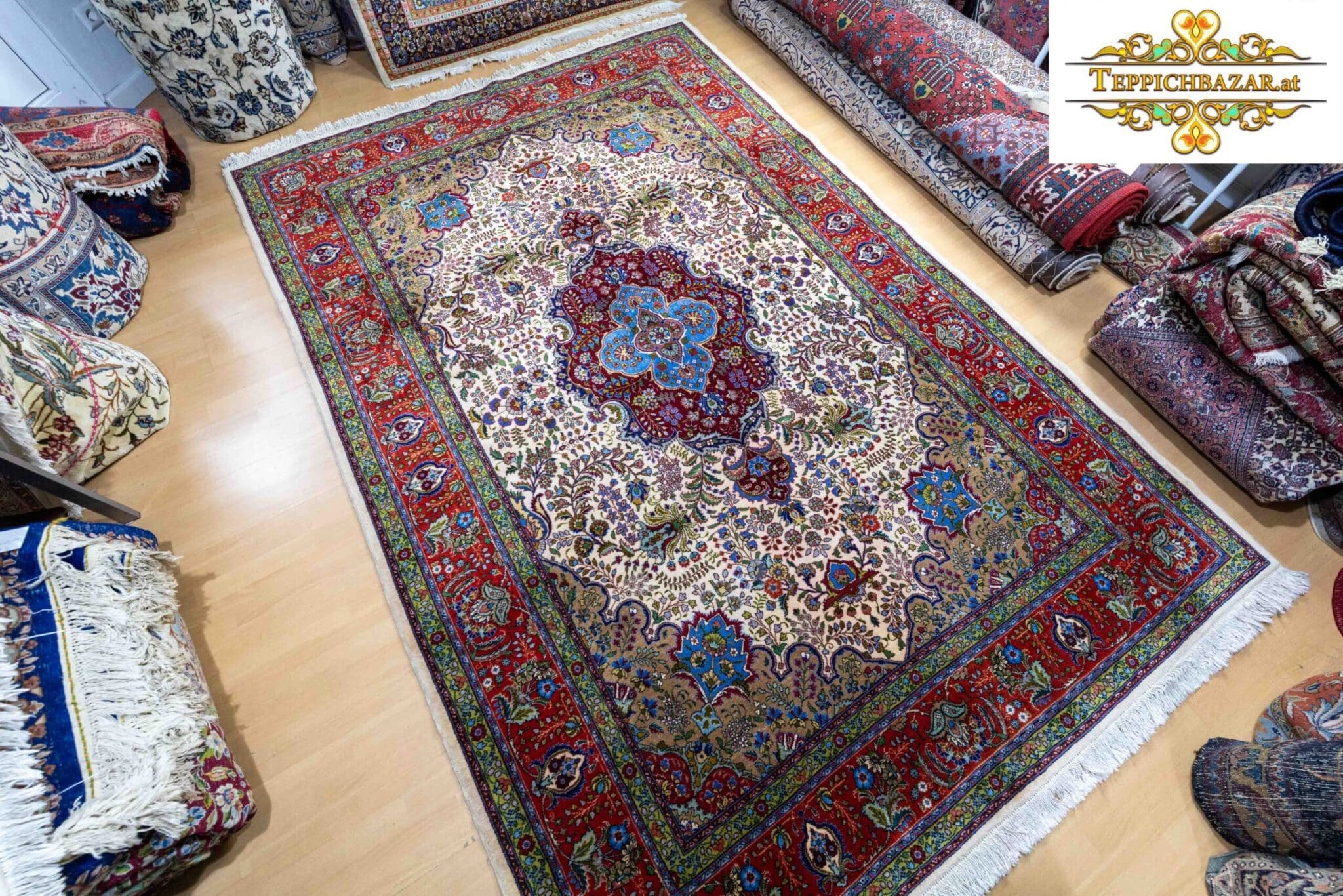 W1(#308) ca. 307x208cm Handgeknüpfter seltener Täbriz Täbris Perserteppich Unikat Neuwertig