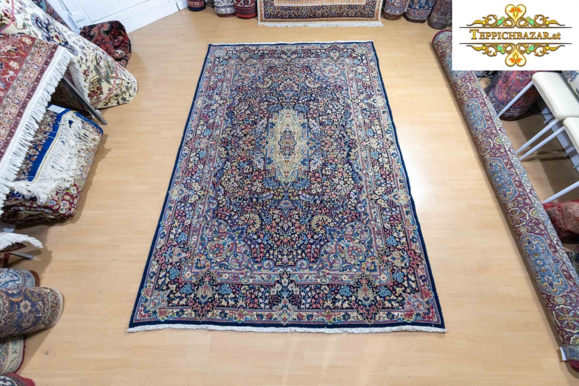 (Verkauft) W1(#318) 267x180cm Handgeknüpfter Kirman Perserteppich Floral UNIKAT