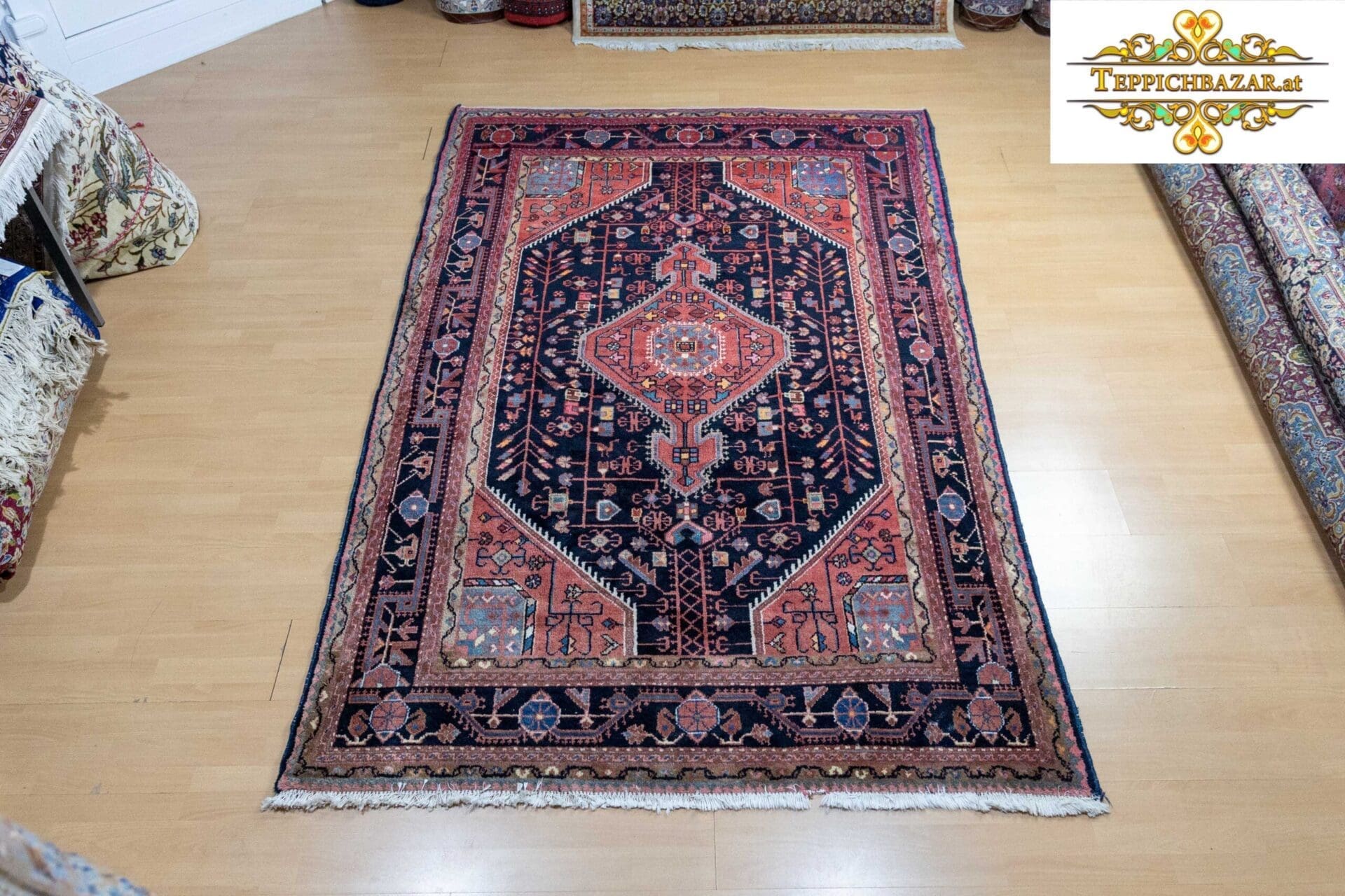W1(#320) 242x156cm Handgeknüpfter Hamedan Perserteppich Touiserkan Naturfarben