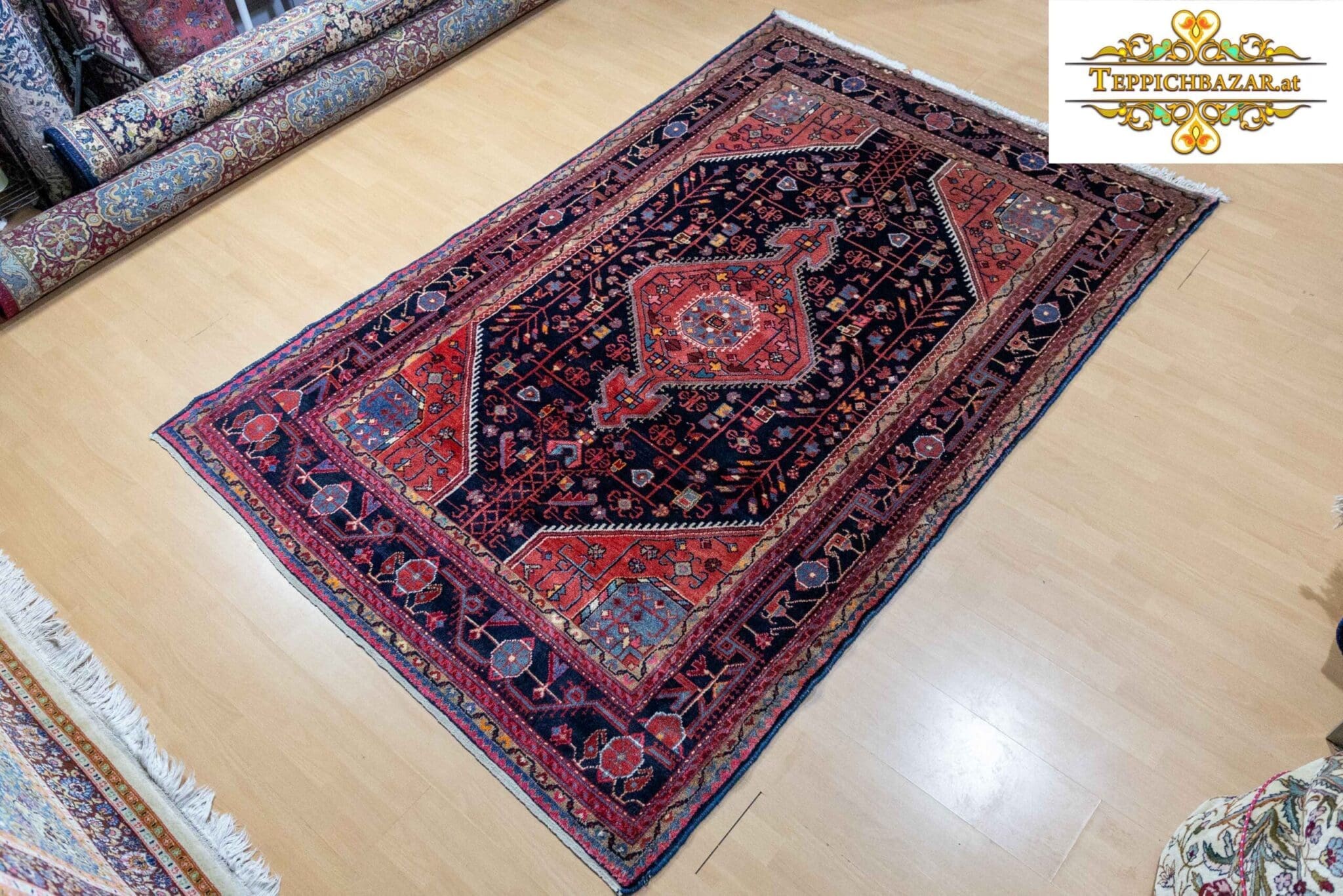 W1(#320) 242x156cm Handgeknüpfter Hamedan Perserteppich Touiserkan Naturfarben