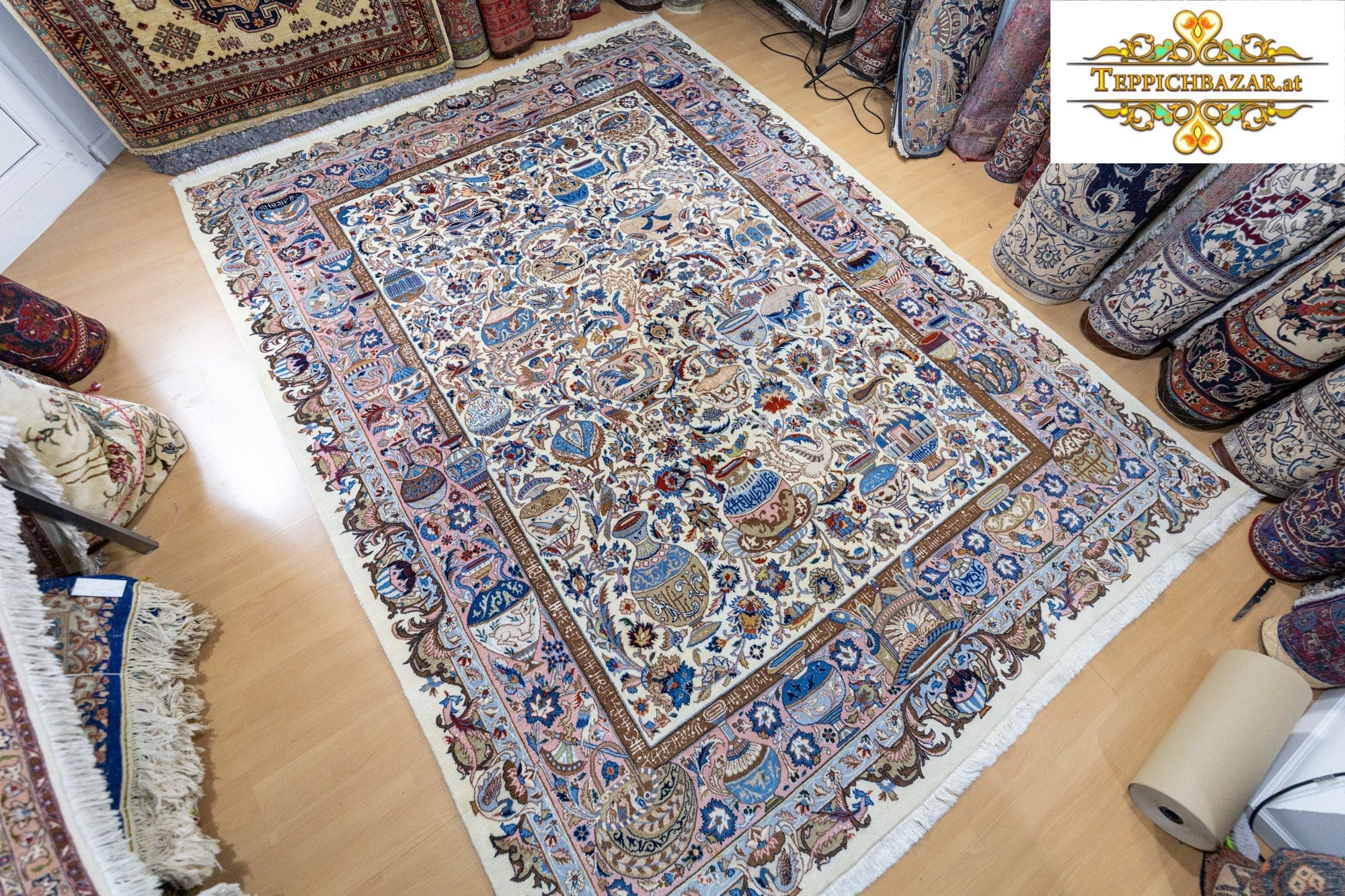 (Verkauft) W1(#353) NEU ca. 340x250cm Handgeknüpfter echter Kashmar Perserteppich Kaschmar Kaschan