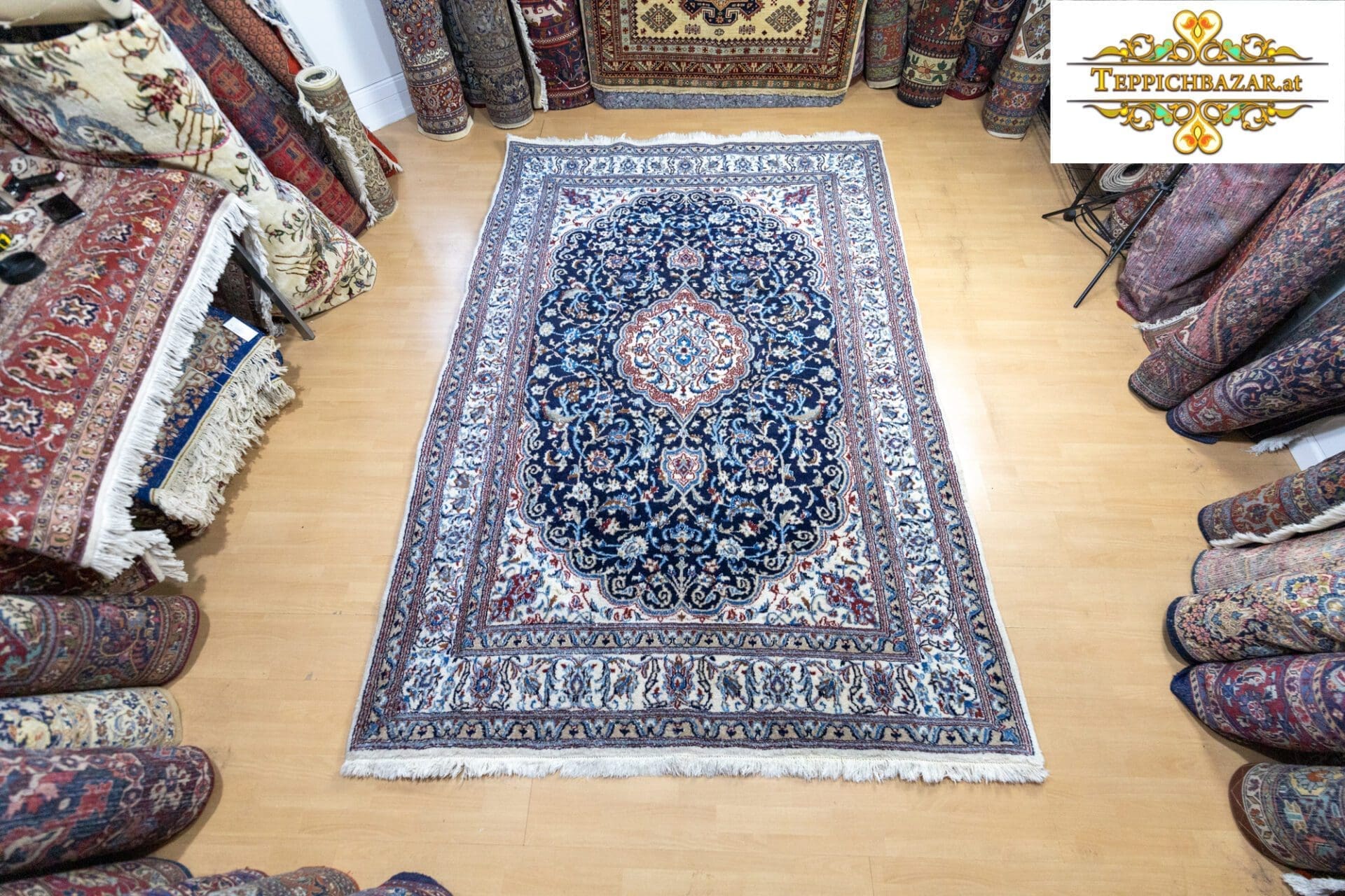 ca. 288x194cm Handgeknüpfter Nain 12La Perserteppich Orientteppich W1(#366)