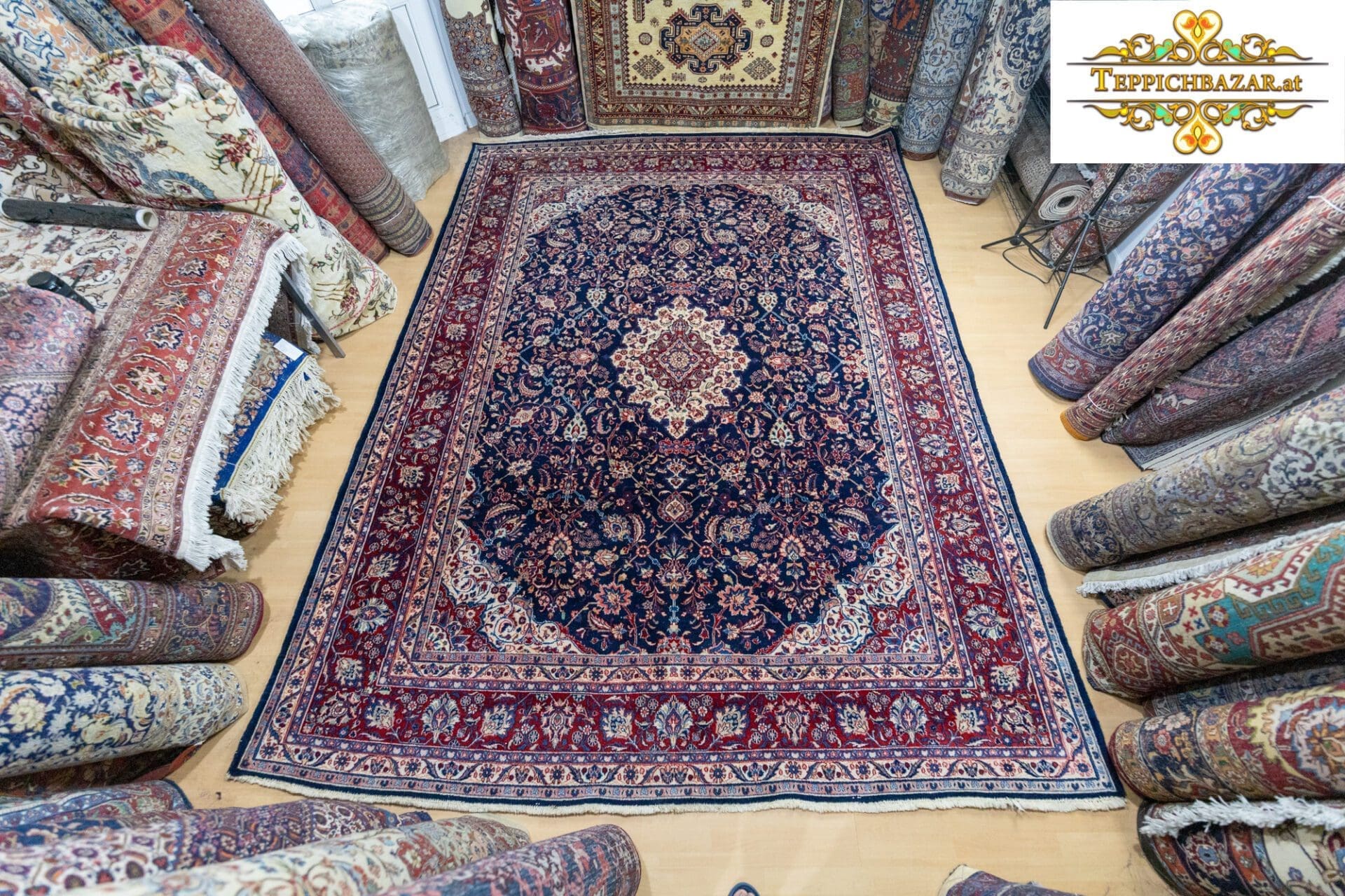 (Verkauft) W1(#370) 350x270cm Handgeknüpfter Kaschan semi-antik echter Perserteppich