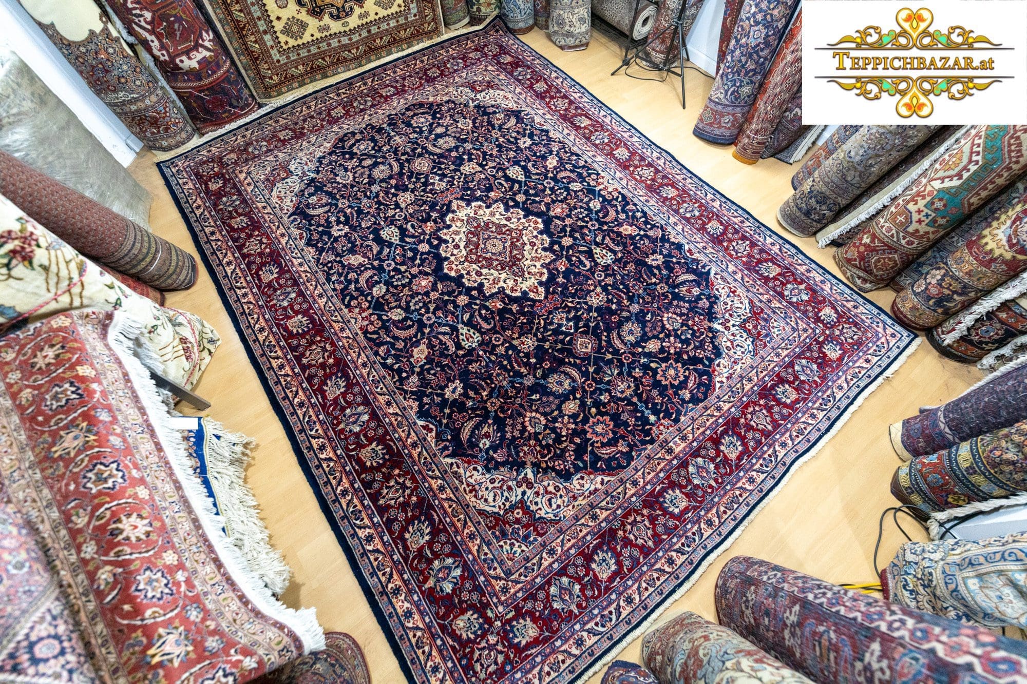 (Verkauft) W1(#370) 350x270cm Handgeknüpfter Kaschan semi-antik echter Perserteppich
