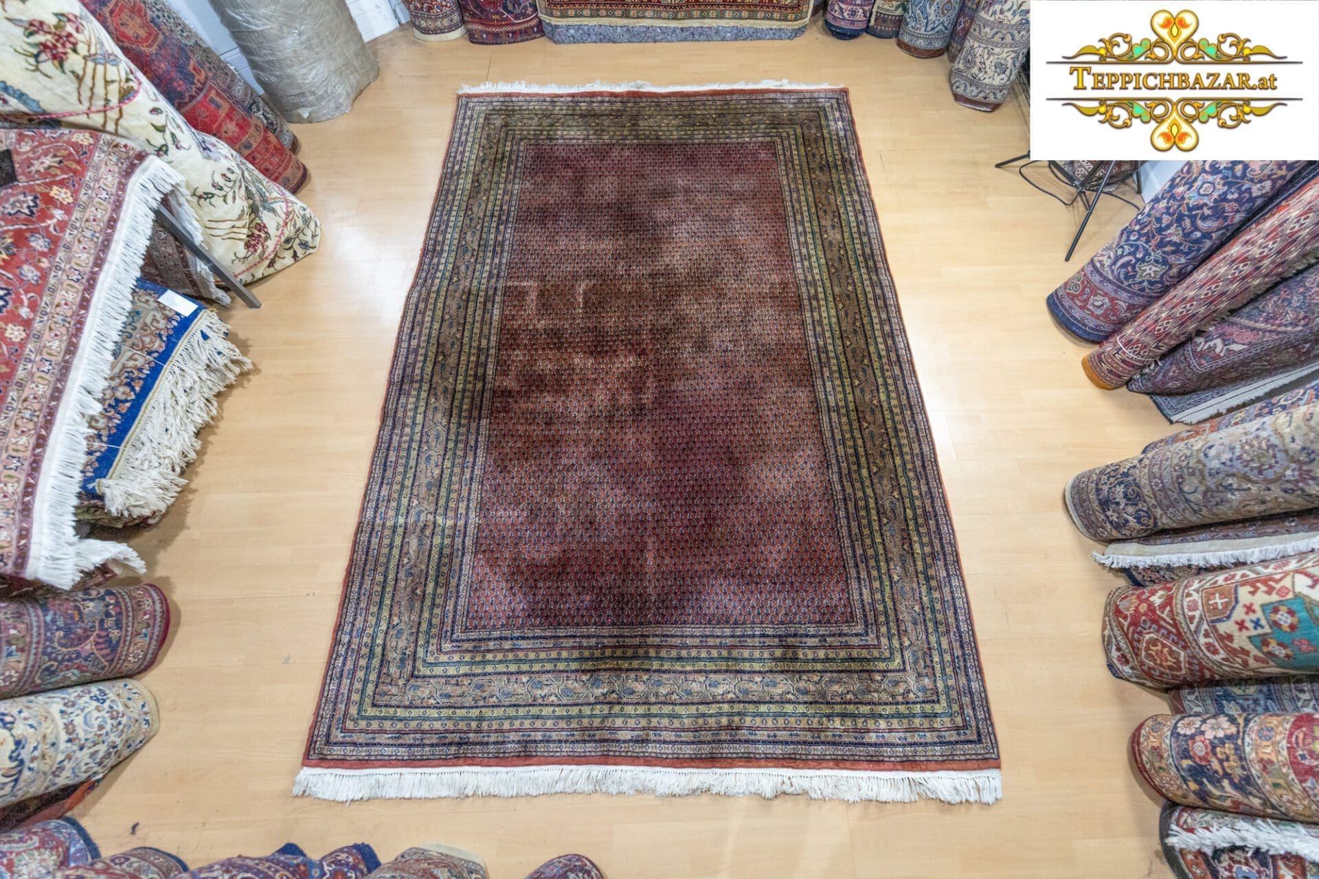 295x195cm Handgeknüpfter INDO Sarough MIR Orientteppich W1(#371)