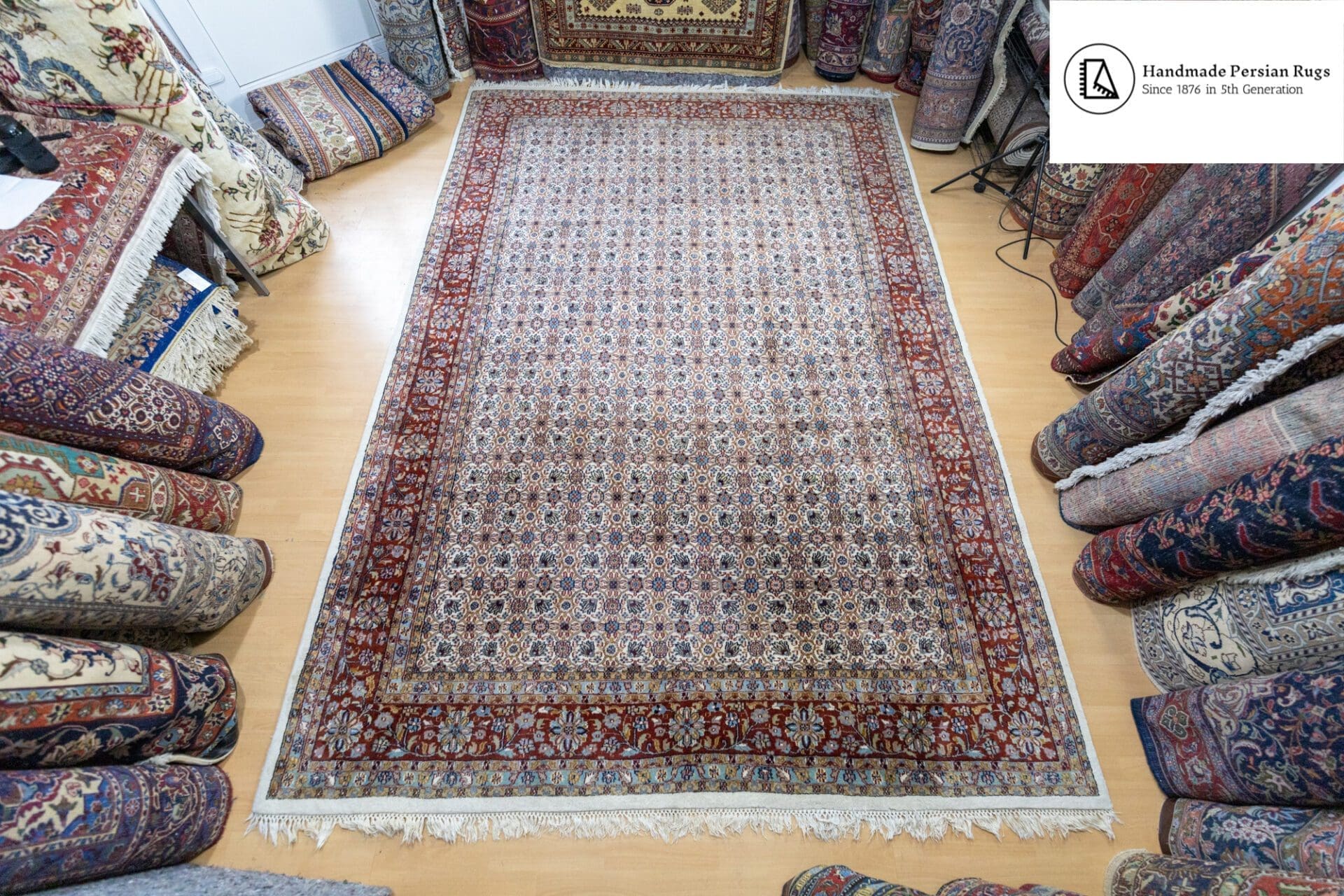 (Verkauft) W1(#373) ca. 357x240cm Handgeknüpfter Orienteppich INDO Moud Perserteppich
