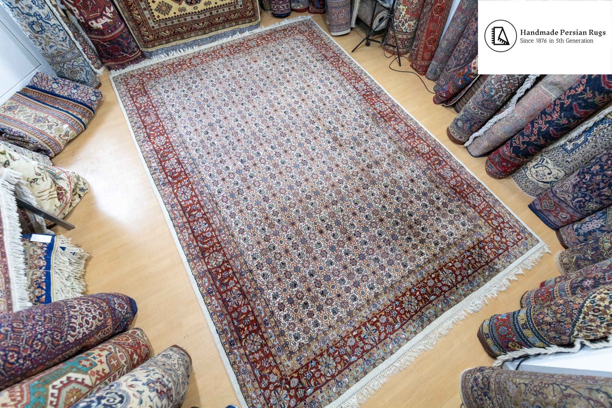 (Verkauft) W1(#373) ca. 357x240cm Handgeknüpfter Orienteppich INDO Moud Perserteppich