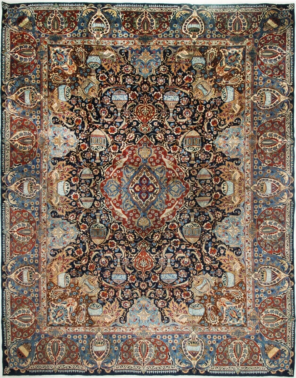 Handgeknüpfter Kashmar-Teppich im Orientstil, 386 x 294 cm, Perserteppich