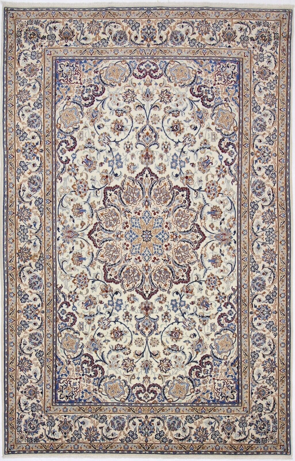 Handgeknüpfter Nain 9La Orientteppich aus Seide, 313 x 203 cm, Perserteppich