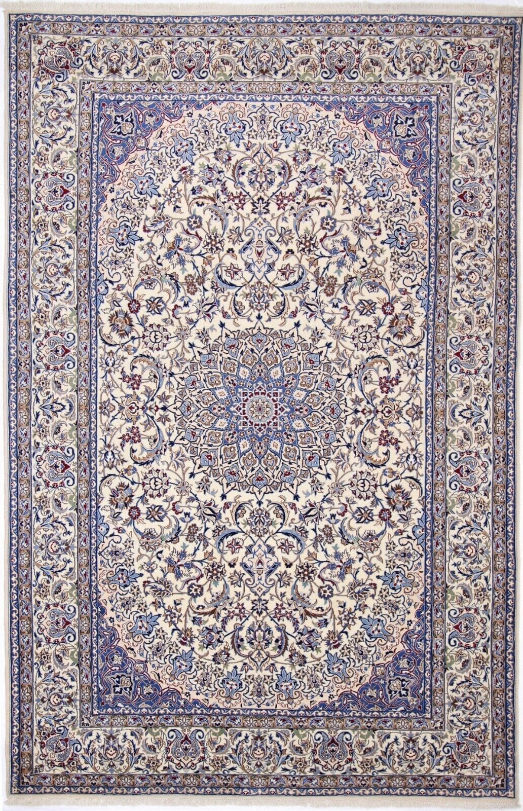 Handgeknüpfter Nain 9La Orientteppich mit Seide, 301 x 200 cm, Perserteppich