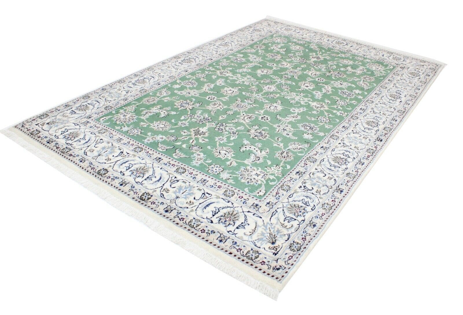 Originaler Nain Perserteppich, neue Ware, 299 cm x 197 cm in ausgezeichnetem Zustand