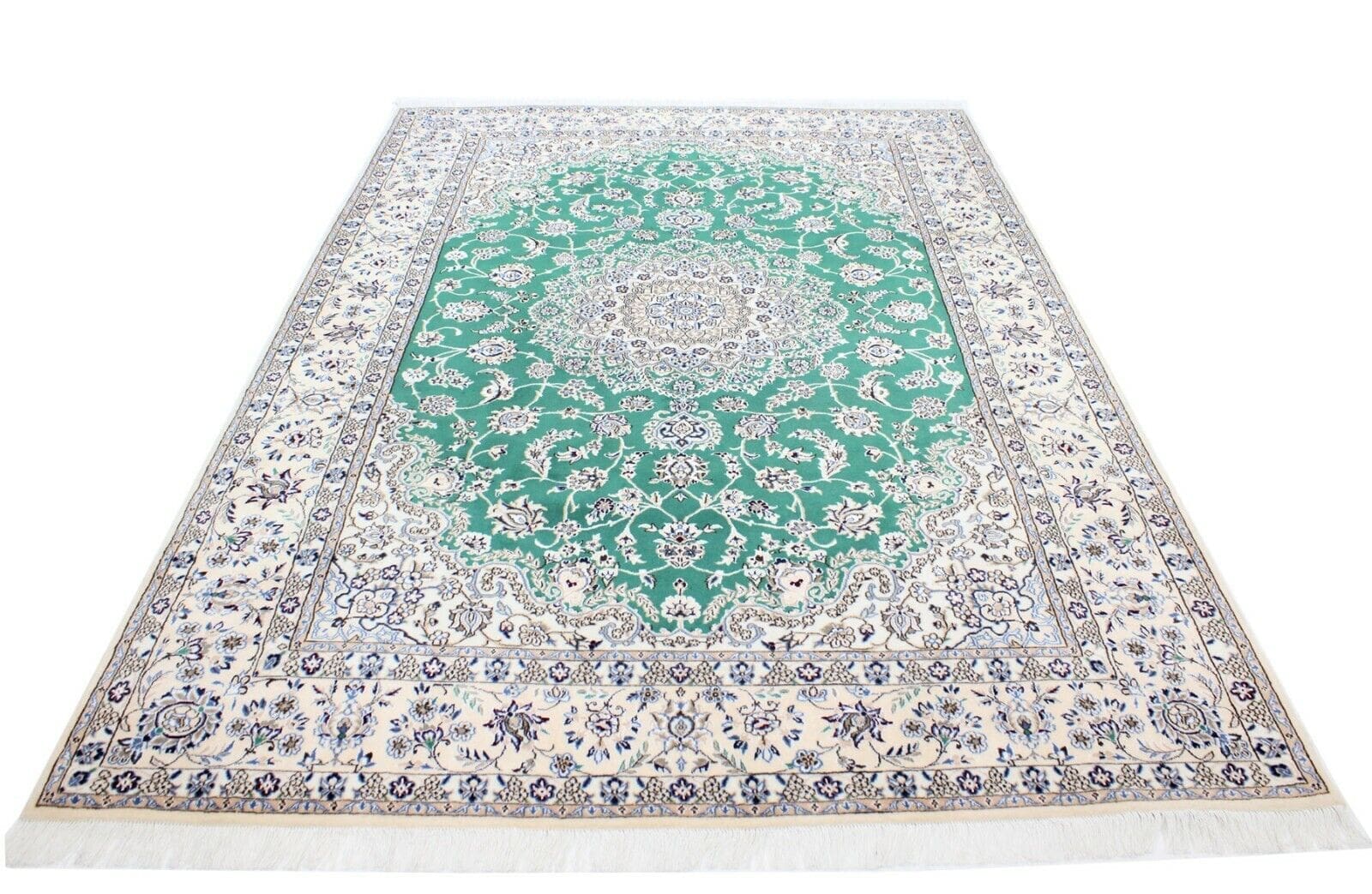 Handgeknüpfter Nain 9La Orientteppich aus Seide, 297 x 203 cm, Perserteppich