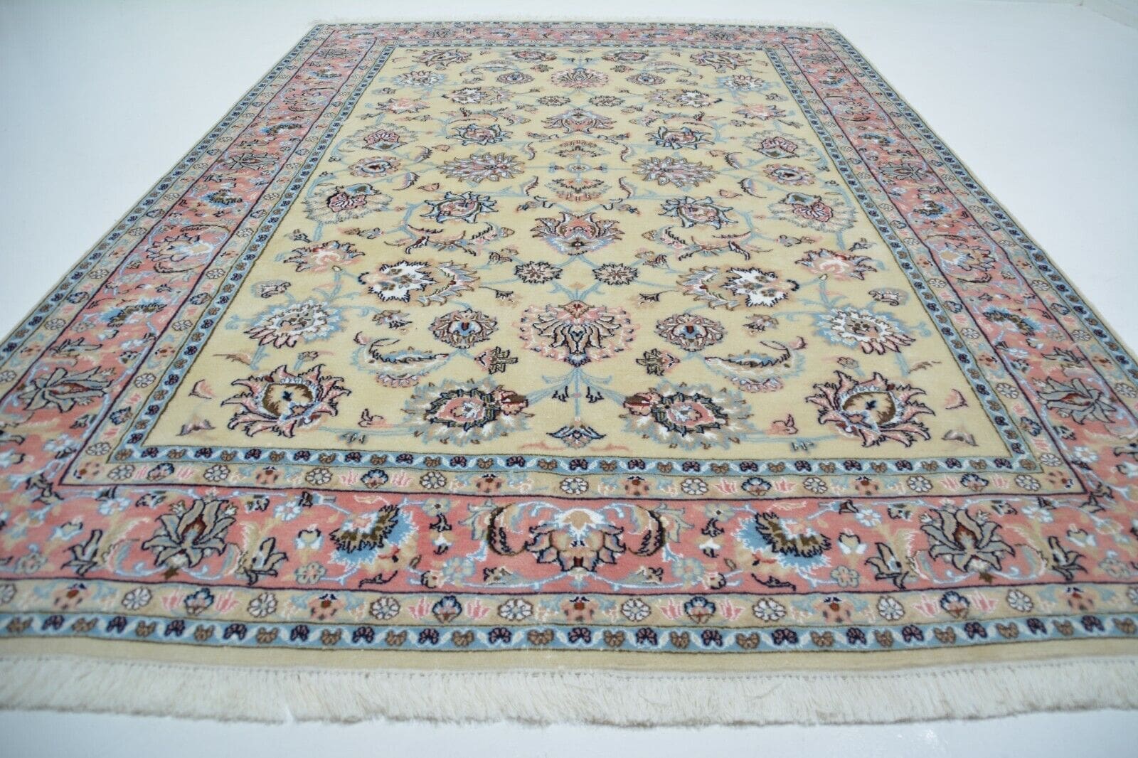 Handgeknüpfter Mashad Teppich aus Wolle mit Seidenanteil, ca. 287 x 197 cm