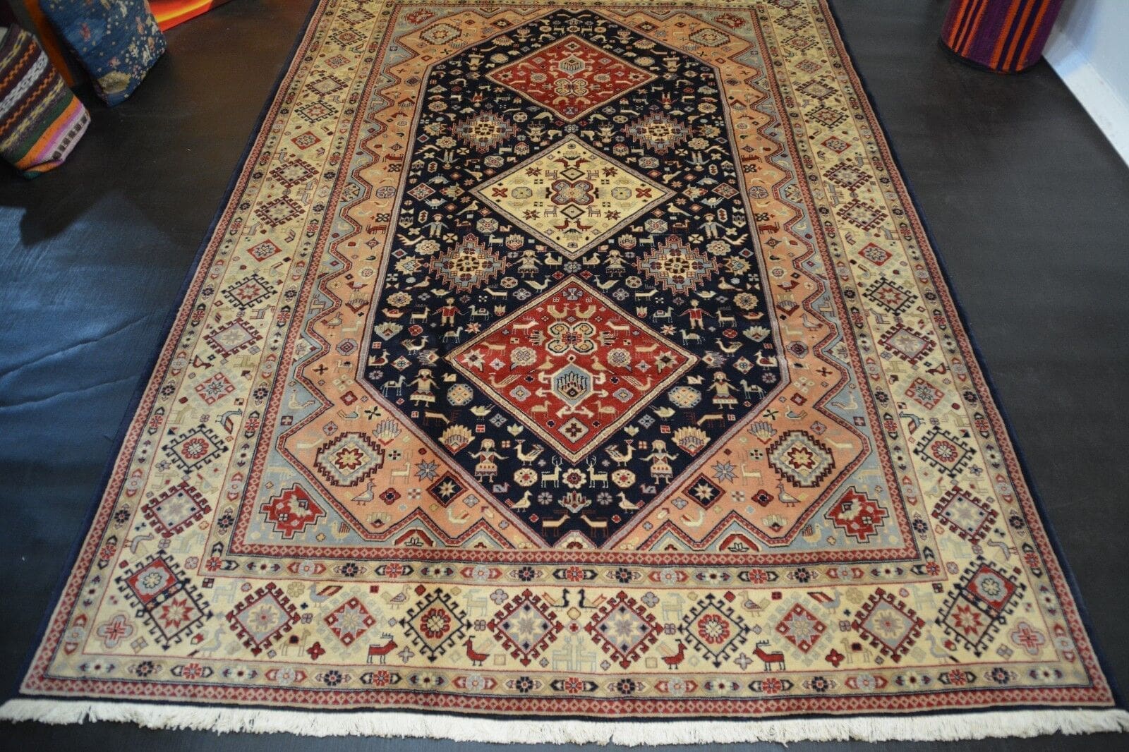 Handgeknüpfter Original Teppich Semnan in Beige, ca. 321 x 214 cm, neu
