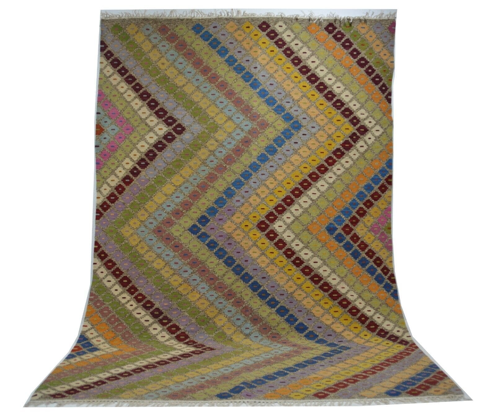 Handgewebter Ghashgai Kelim Teppich aus Wolle in Naturfarbe – 290 x 200 cm