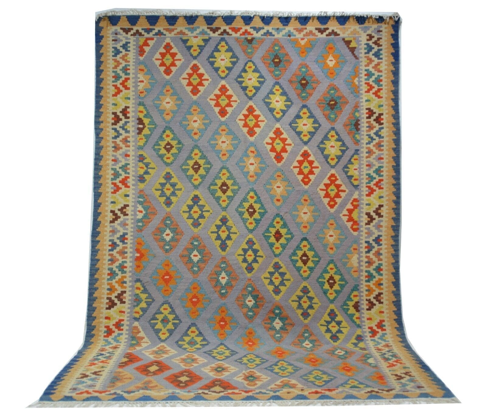 Handgewebter Wolle Ghashgai Kelim Teppich in Naturfarbe 286 x 192 cm