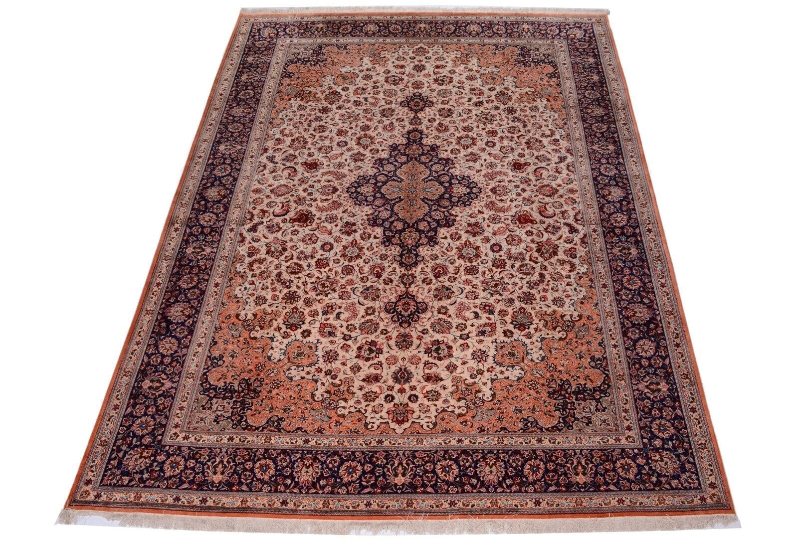 Ghom Seidenteppich 396x296 cm - Handgeknüpfter Orientteppich aus natürlicher Seide, neu H1