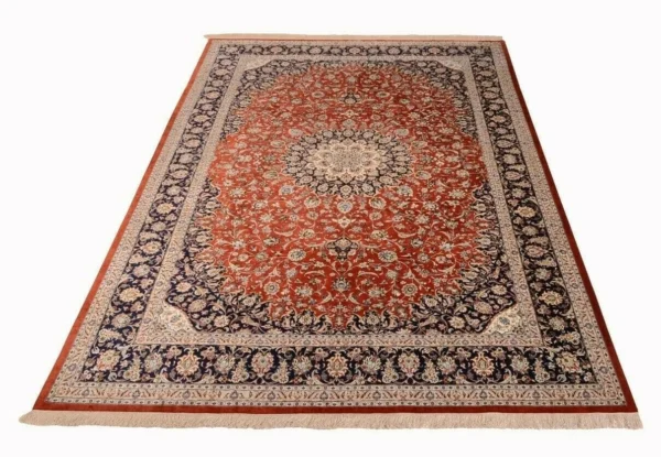 Ghom Seidenteppich 305x197 cm, hochwertig handgeknüpft, orientalisch, signiert