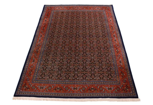 Halbantiker Tabriz Teppich 50 Rag, handgeknüpft, 387 x 286 cm, orientalischer Perserteppich in Blau