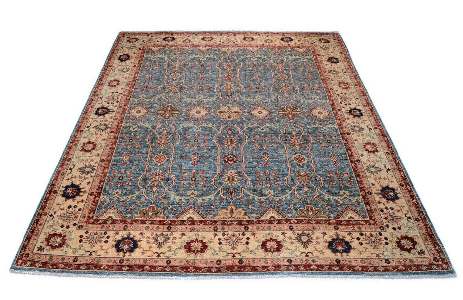 NEU Bezaubernder handgeknüpfter Orientteppich in Blau mit floralem Muster von Arijana Ziegler, 309x264 cm