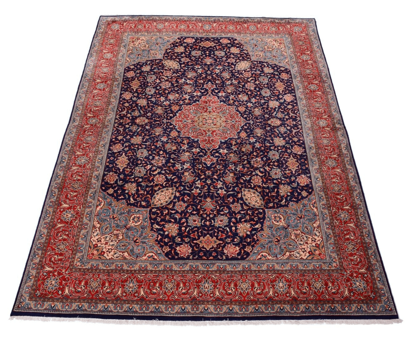 Neuester Handgeknüpfter Orientteppich Perserteppich Sarough in Blau - Medaillon-Design, 383 x 273 cm