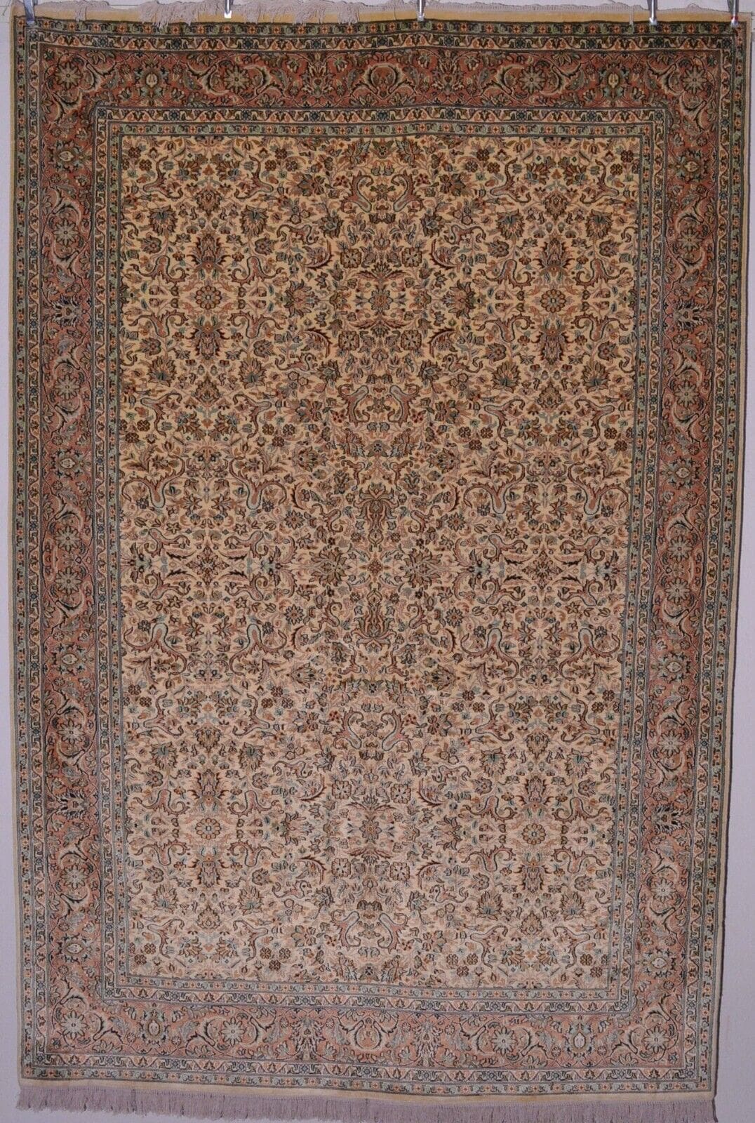 Kashmir Orientteppich Handgeknüpft 278 x 186 cm Floral Beige Allover Design Neu