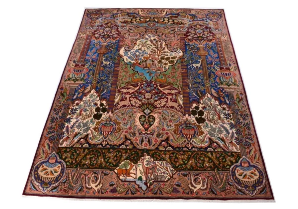 Kashmar 390 x 295 cm handgeknüpfter Orientteppich im Perser-Stil mit Vasenmotiv im Paradiesdesign