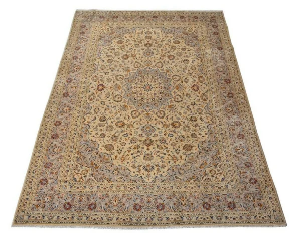 Handgeknüpfter Orientteppich Perser Kashan in Beige, 350 x 245 cm, neuwertig