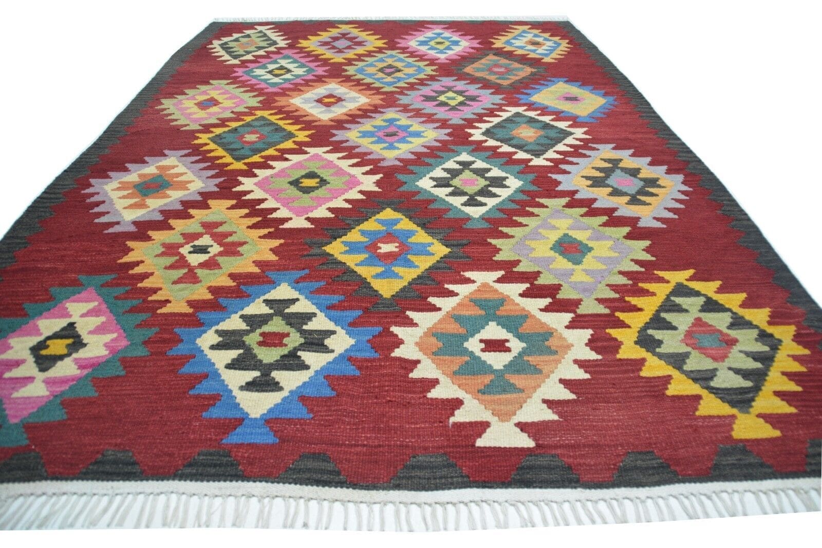 Handgewebter Wolle Ghashgai Kelim Teppich in Naturfarbe - 290 x 192 cm