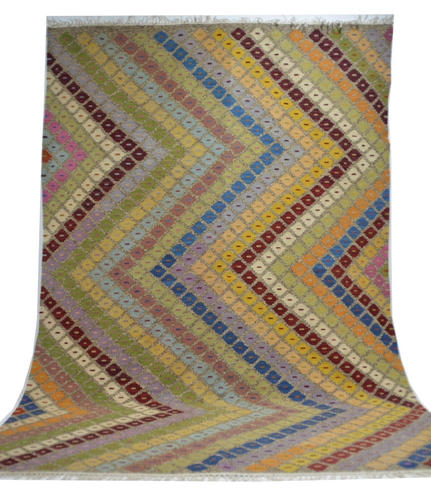 Handgewebter Ghashgai Kelim Teppich aus Wolle in Naturfarbe – 290 x 200 cm