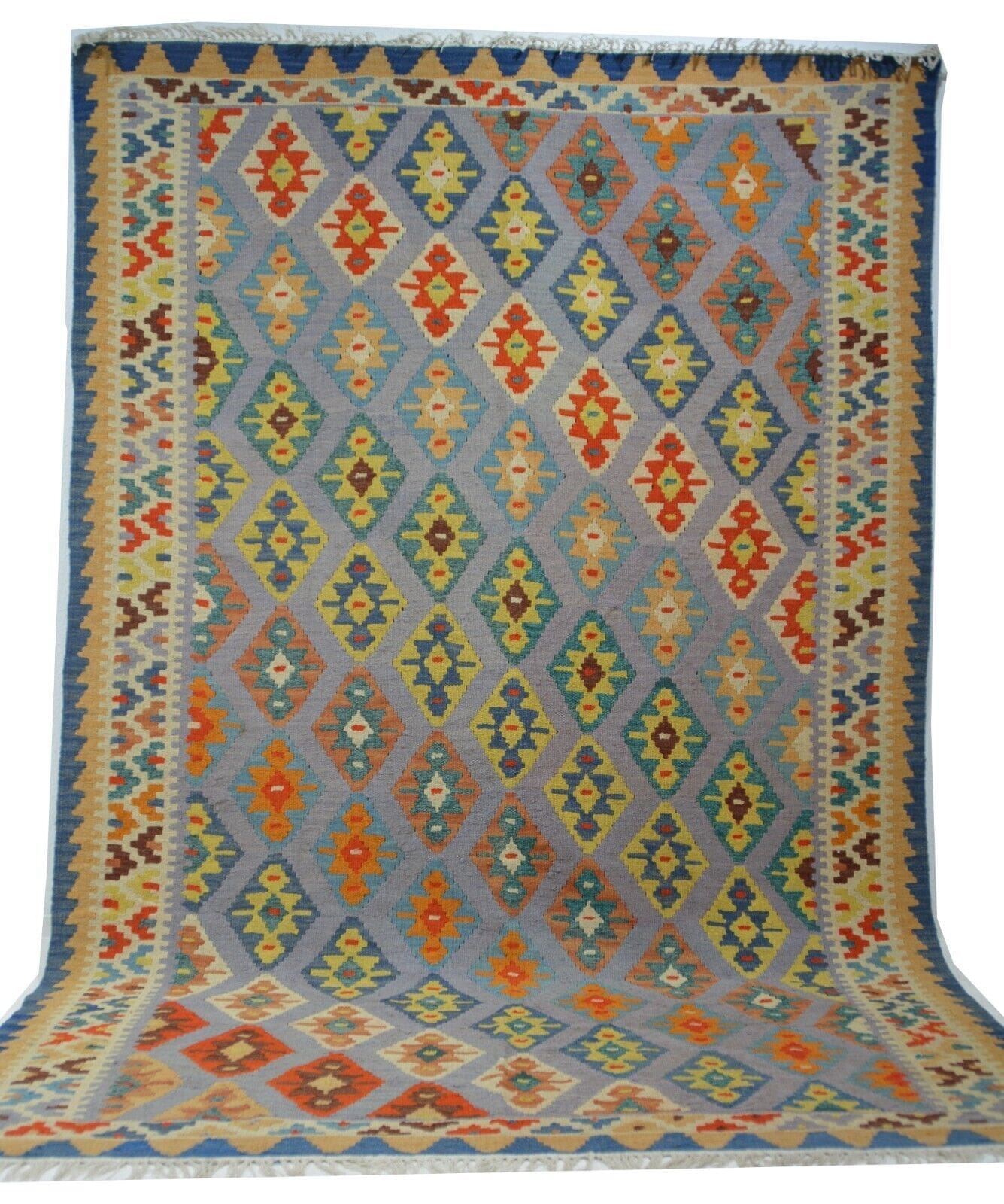 Handgewebter Wolle Ghashgai Kelim Teppich in Naturfarbe 286 x 192 cm