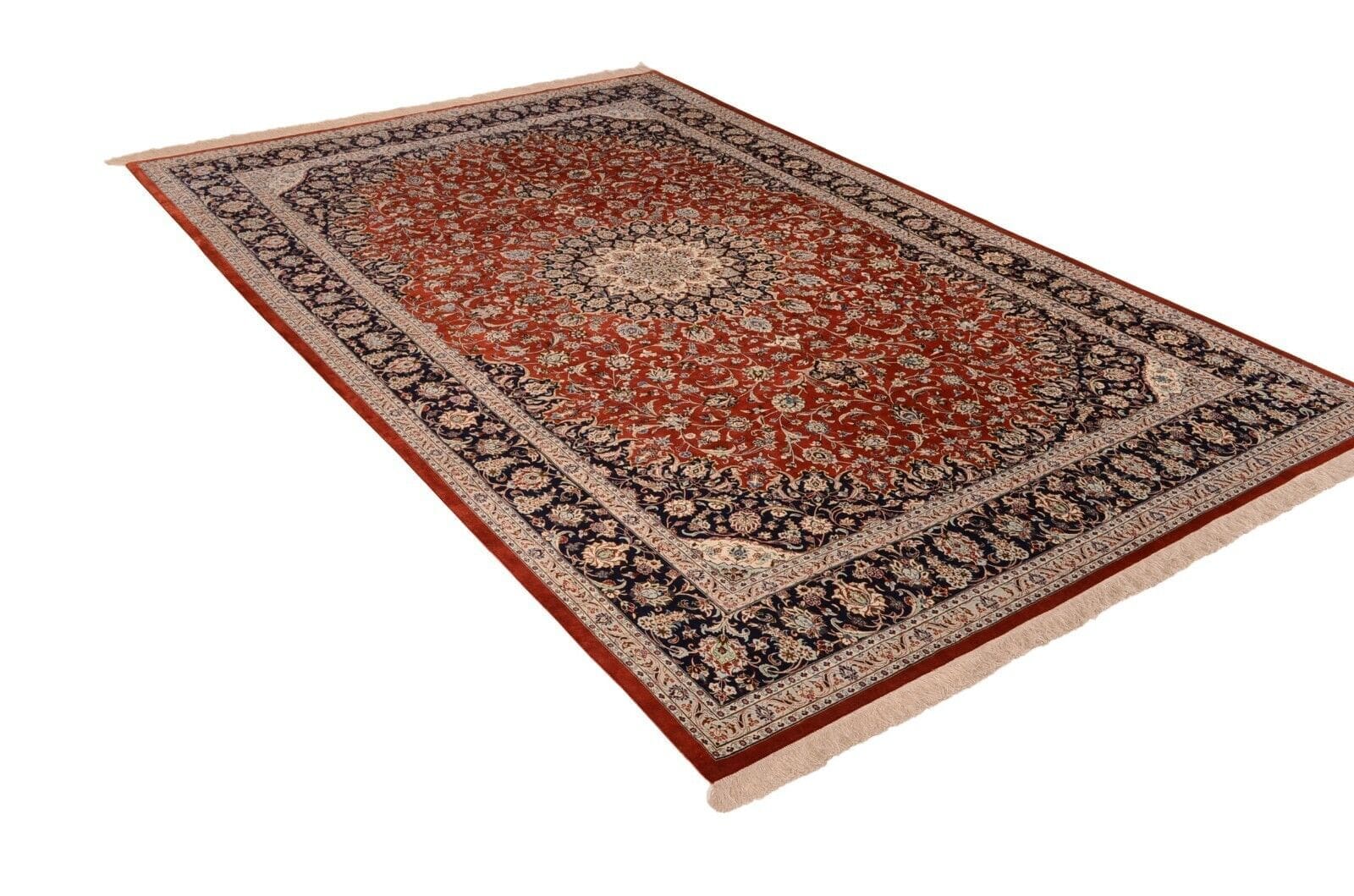 Ghom Seidenteppich 305x197 cm, hochwertig handgeknüpft, orientalisch, signiert