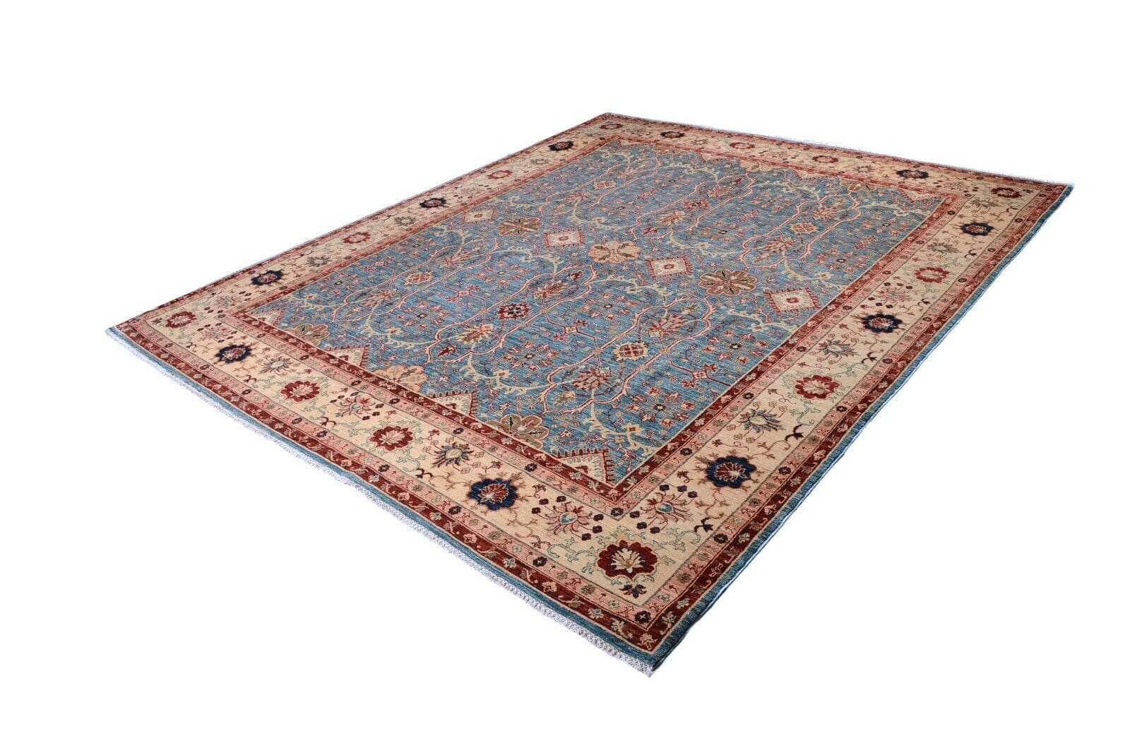NEU Bezaubernder handgeknüpfter Orientteppich in Blau mit floralem Muster von Arijana Ziegler, 309x264 cm