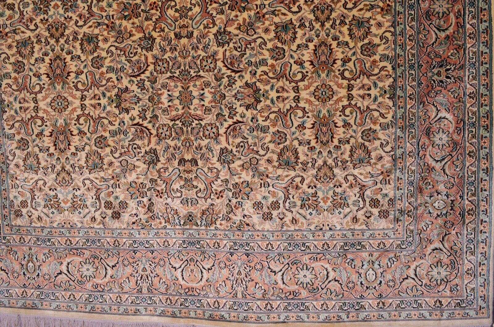 Kashmir Orientteppich Handgeknüpft 278 x 186 cm Floral Beige Allover Design Neu