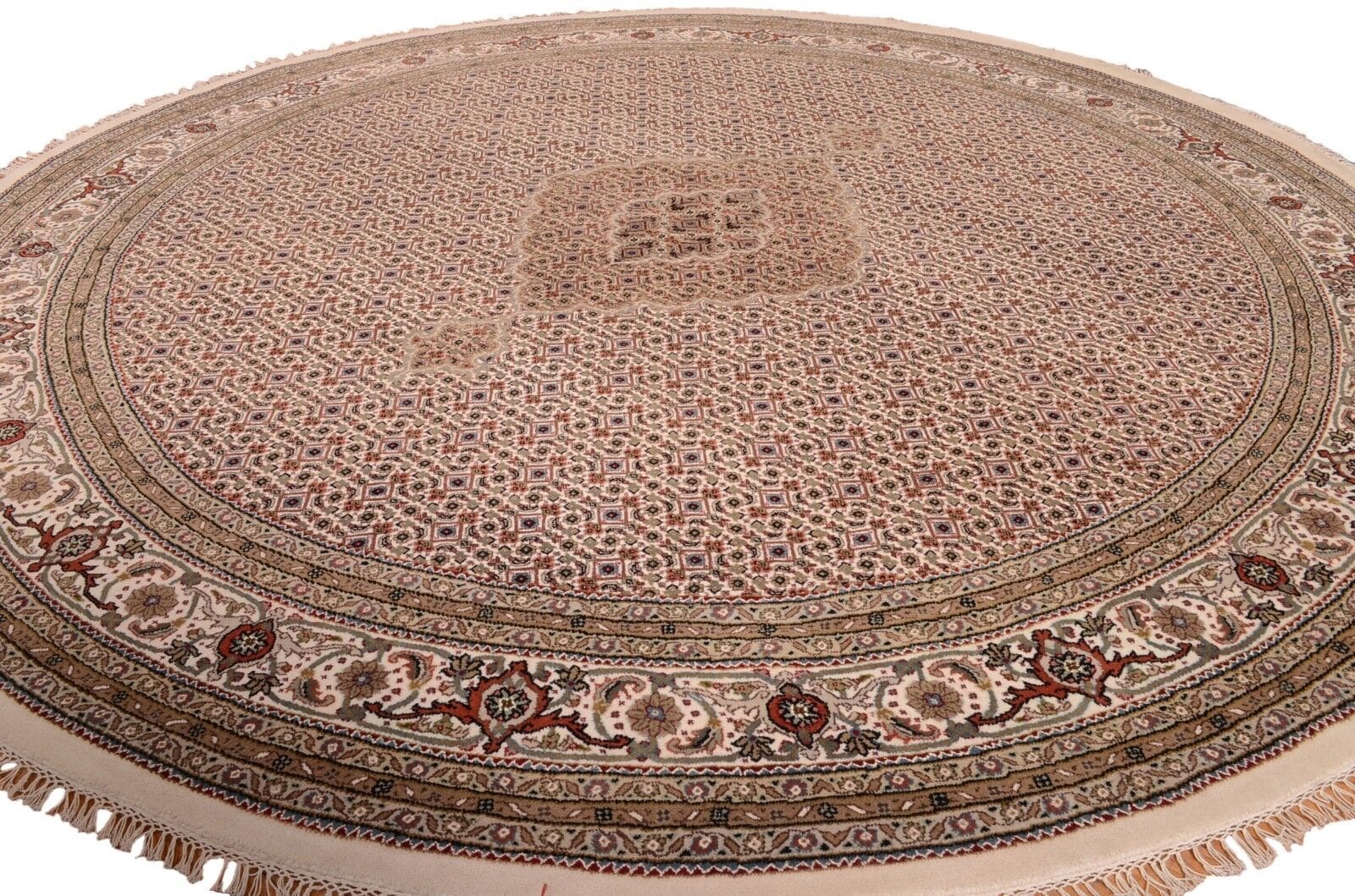 Runder handgeknüpfter Orientteppich Tabriz Mahi 244 x 244 cm – Neu im Lagerverkauf aus Wolle