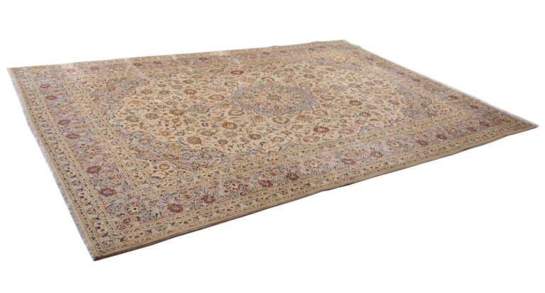 Handgeknüpfter Orientteppich Perser Kashan in Beige, 350 x 245 cm, neuwertig