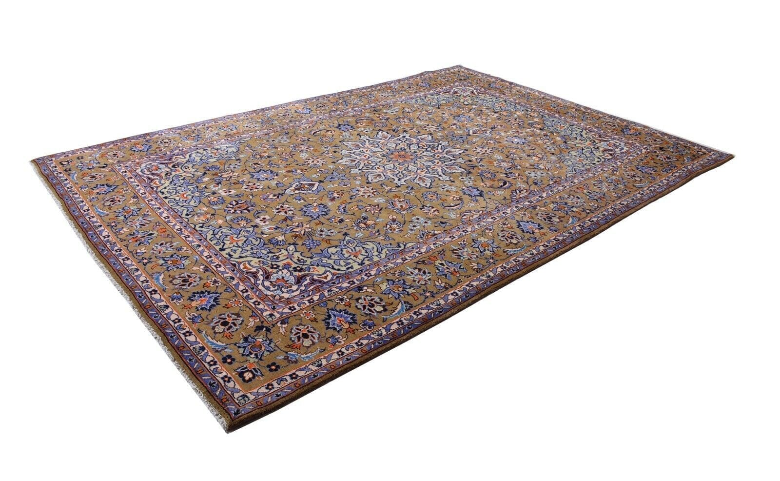 Neuwertiger handgeknüpfter Orientteppich Kashan 350 x 248 cm in Erdfarben