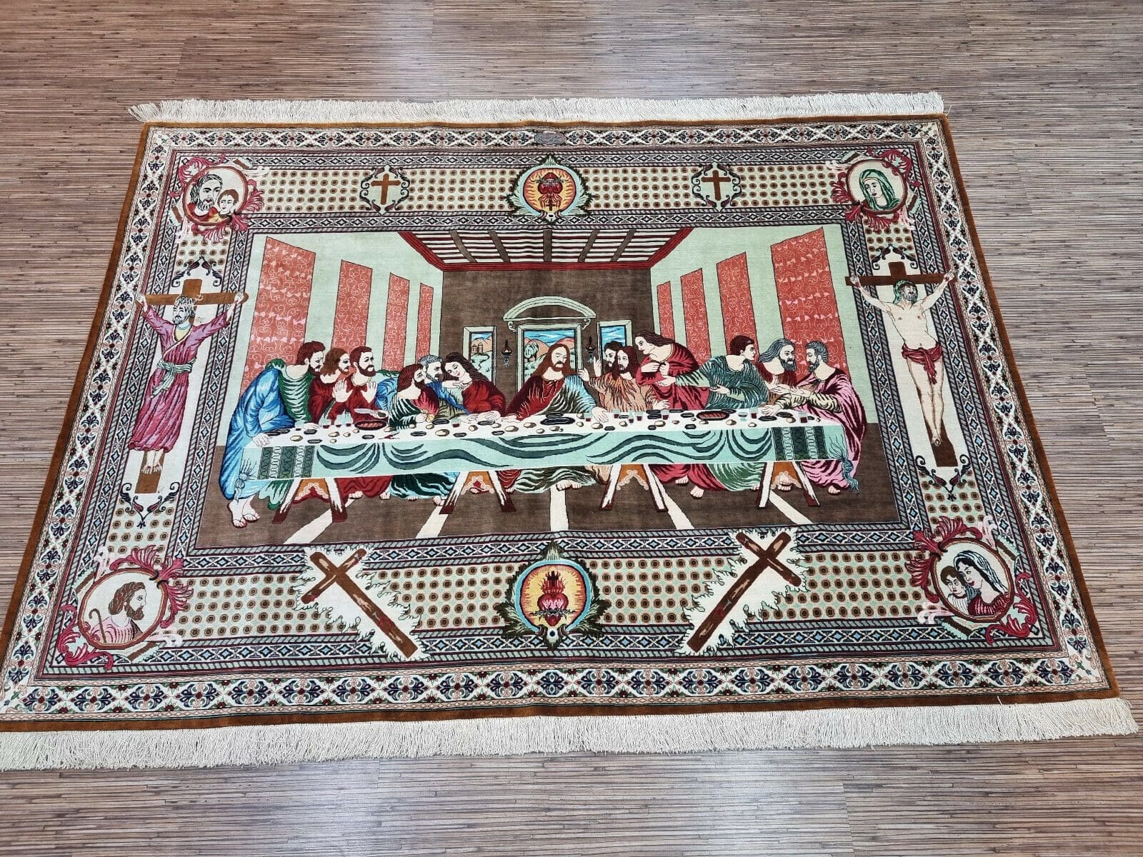Wunderschöner originaler persischer Ghom-Teppich aus Seide, 190x136 cm², signiert 'Tapeto'