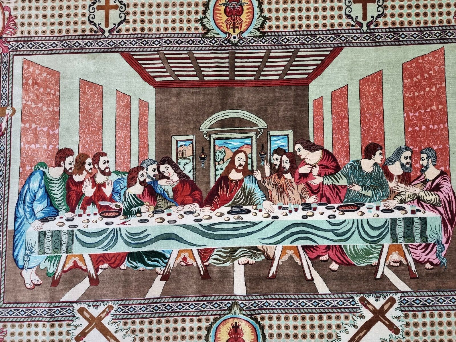 Wunderschöner originaler persischer Ghom-Teppich aus Seide, 190x136 cm², signiert 'Tapeto'