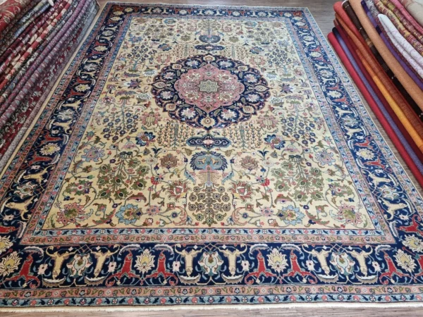 412x301cm Unikat 80-100 Jahre alt Antiker Wunderschöner Original Persischer Täbriz Teppich signiert