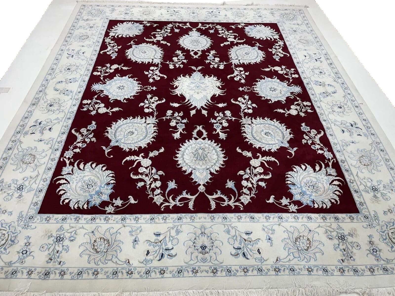 Nain 6LA Super Fein Perserteppich 300x250 cm – 500.000 Knoten/m² – Dunkel Rot – Handgeknüpft – Perserteppich