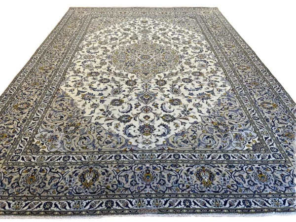Wunderschöner Persischer Keshan Korkwolle Teppich 390x283 cm – 100% Wolle, handgeknüpft, traditionelles Muster, sehr gutes Preis-Leistungsverhältnis, Perserteppich handgeknüpft