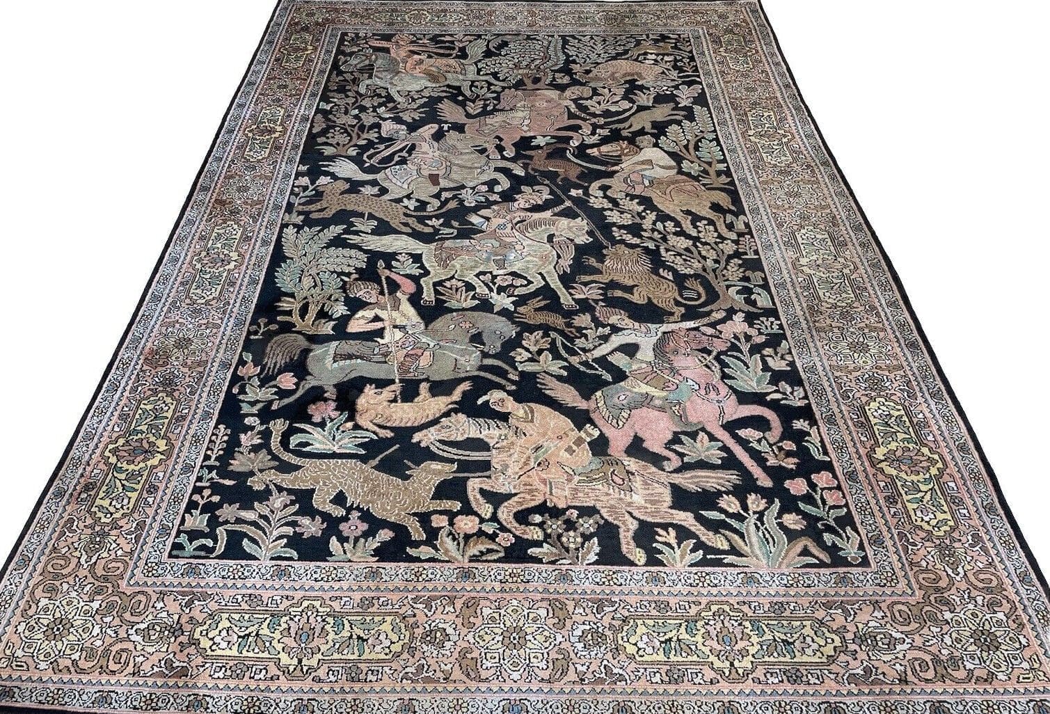 Perserteppich 270x185 cm – Alter Kaschmir, Reine Seide