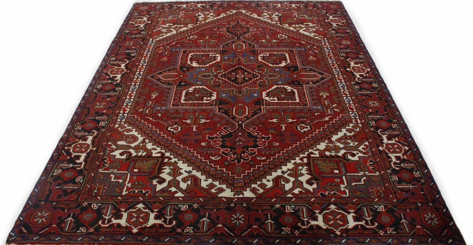Klassischer Orientteppich Azerbajan Rot 290x210 cm – Geometrisches Muster, 30-50 Jahre alt, handgeknüpft
