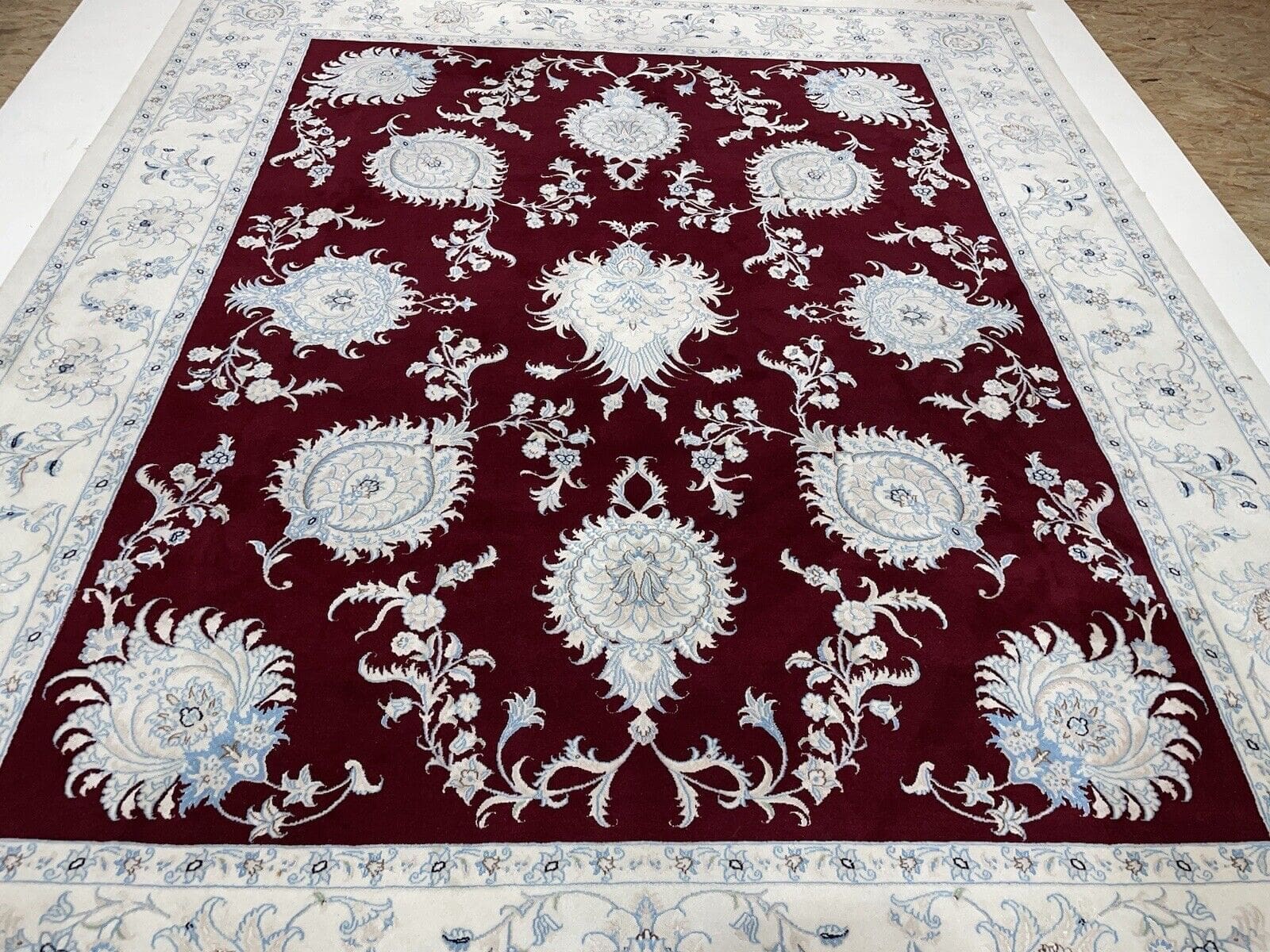 Nain 6LA Super Fein Perserteppich 300x250 cm – 500.000 Knoten/m² – Dunkel Rot – Handgeknüpft – Perserteppich