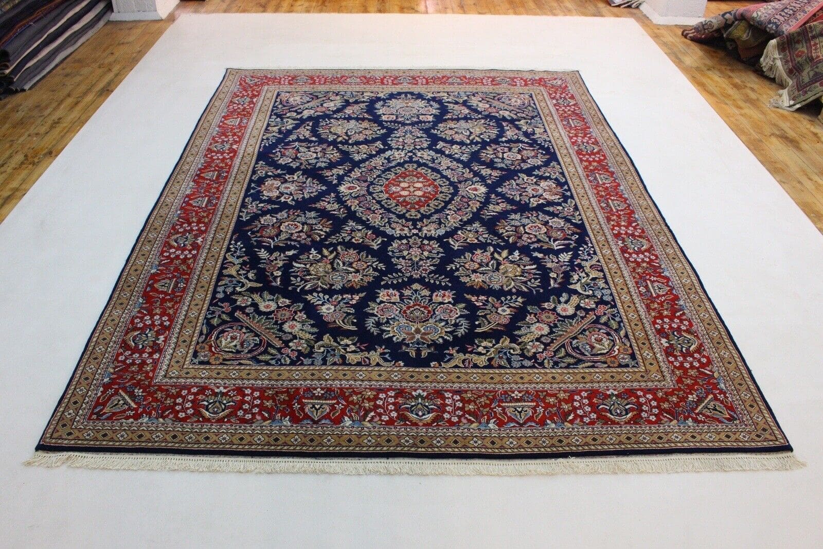 Lagerverkauf Ghom Design Perserteppich 350x250 cm, 1 A Qualität, wie neu, handgeknüpft aus Korkwolle, Perserteppich handgeknüpft