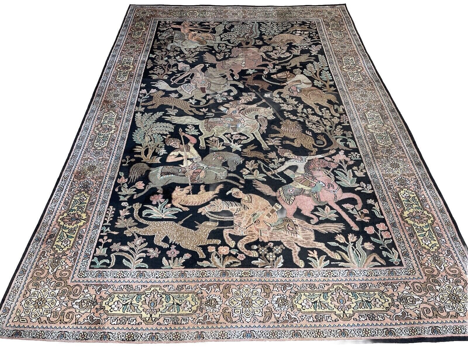 Perserteppich 270x185 cm – Alter Kaschmir, Reine Seide