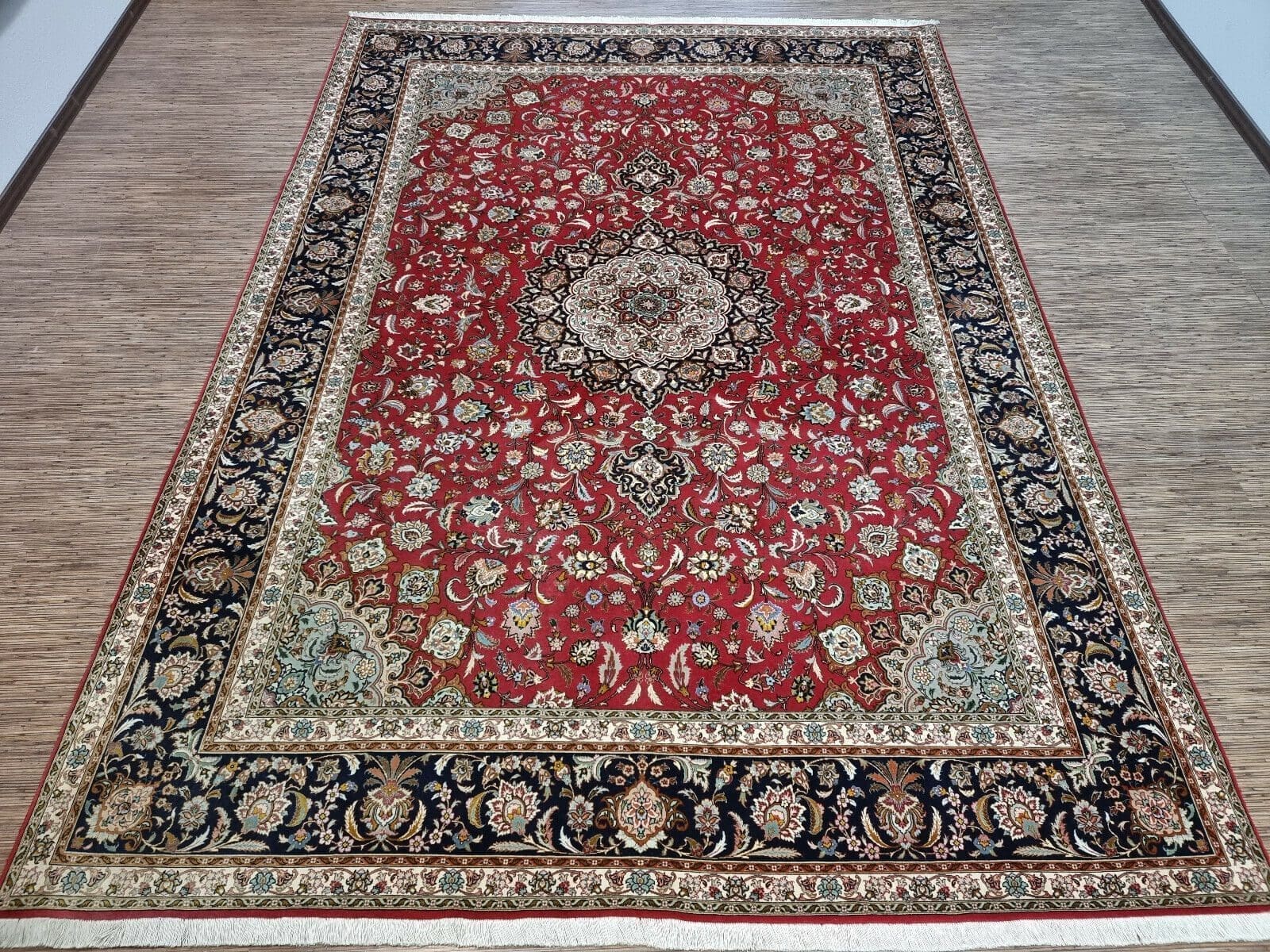 Wunderschöner Original Persischer Täbriz Teppich 354x254 cm² – 500.000 Knoten/m² – Handgeknüpft – Perserteppich