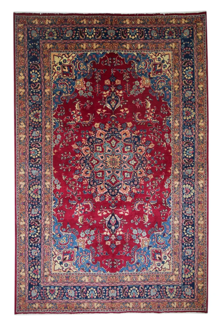 Maschhad Perserteppich 301 x 195 cm – 200.000 Knoten/m², florales Muster, handgeknüpft